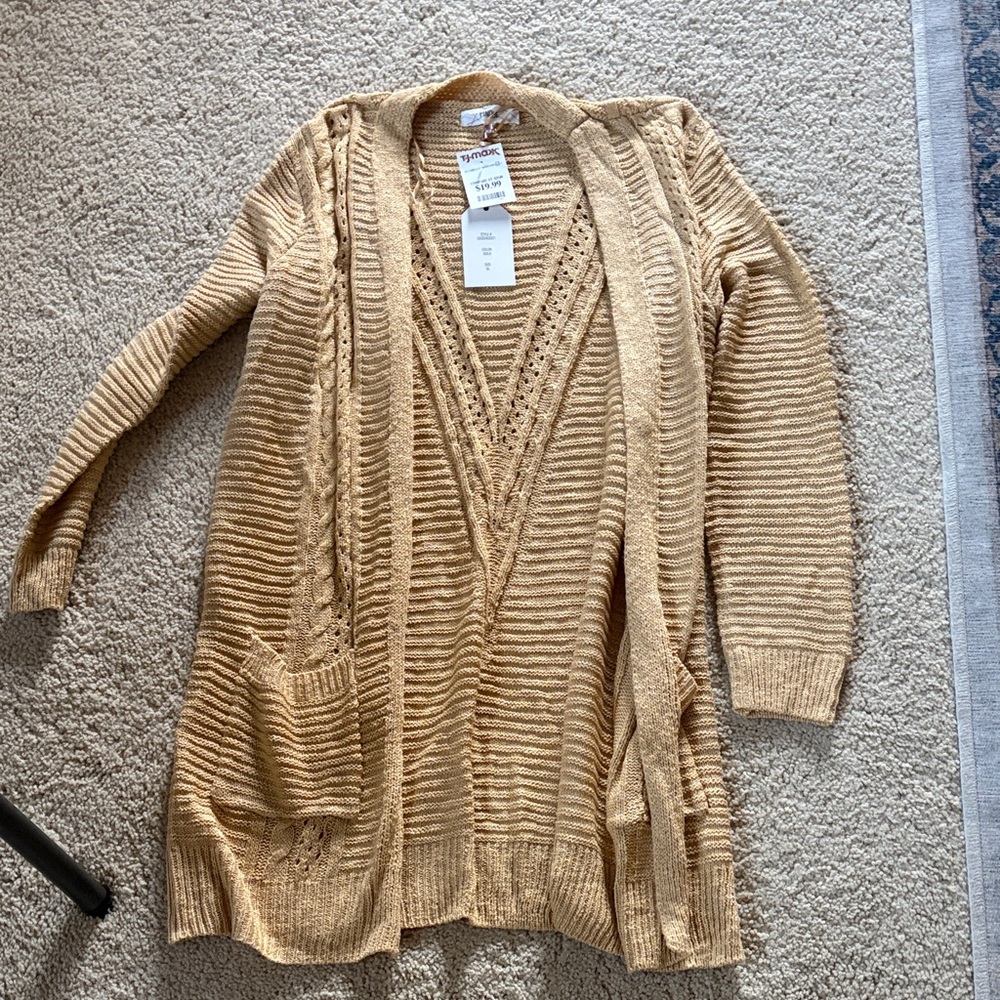 Elegant Tan Open-Front Cardigan